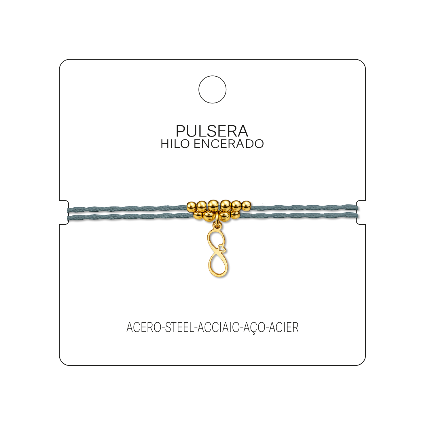 Pulsera Hilo encerado con colgante Infinito Acero Dorado cotigo