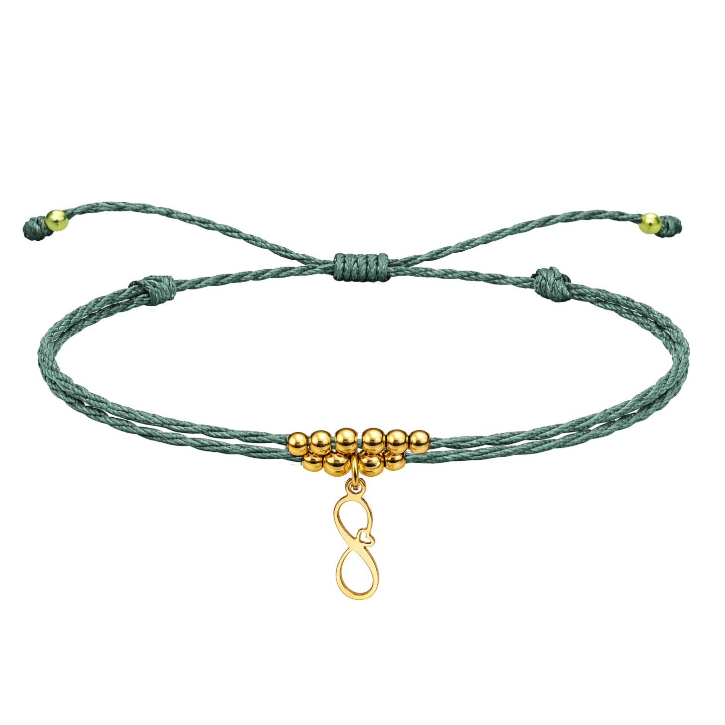Pulsera Hilo Encerado Infinito Acero Dorado