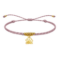 Pulsera Hilo encerado con colgante Huella de gato Acero Dorado cotigo
