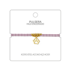 Pulsera Hilo encerado con colgante Huella de gato Acero Dorado cotigo