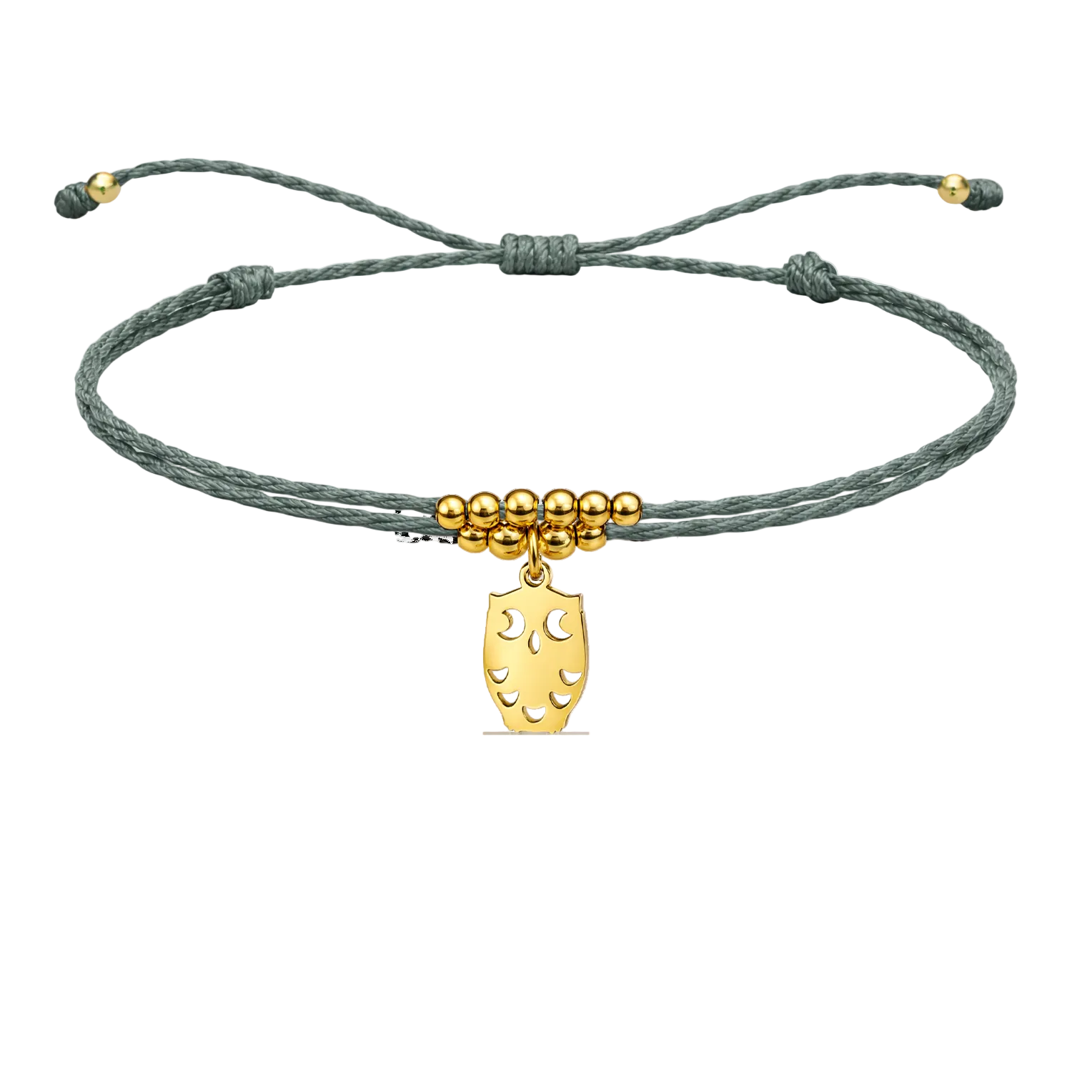 Pulsera Hilo encerado con colgante Buho Acero Dorado cotigo