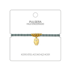 Pulsera Hilo encerado con colgante Buho Acero Dorado cotigo