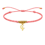 Pulsera Hilo encerado con colgante Gato Acero Dorado cotigo