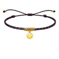 Pulsera Hilo encerado con colgante Cara sonriente Acero Dorado cotigo
