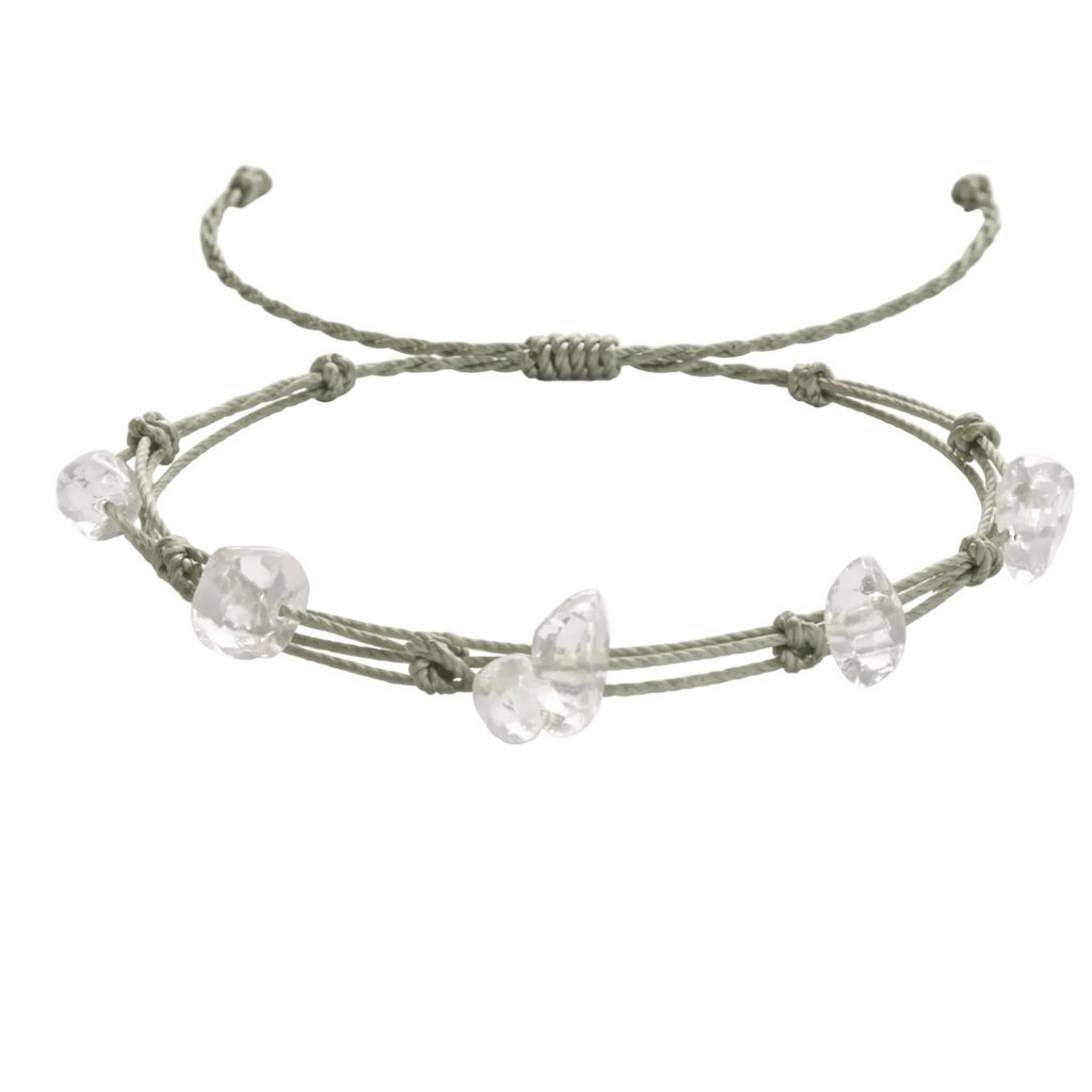 Pulsera Hilo encerado con Cuarzo Blanco - Piedra bruto Irregular cotigo