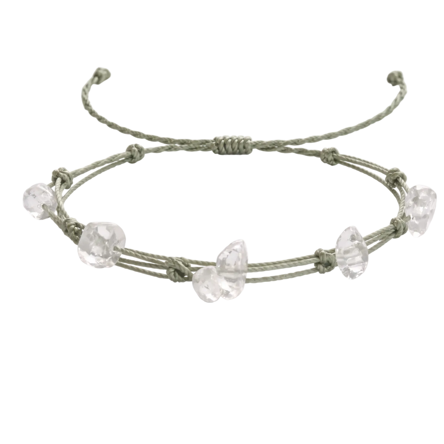 Pulsera Hilo encerado con Cuarzo Blanco - Piedra bruto Irregular