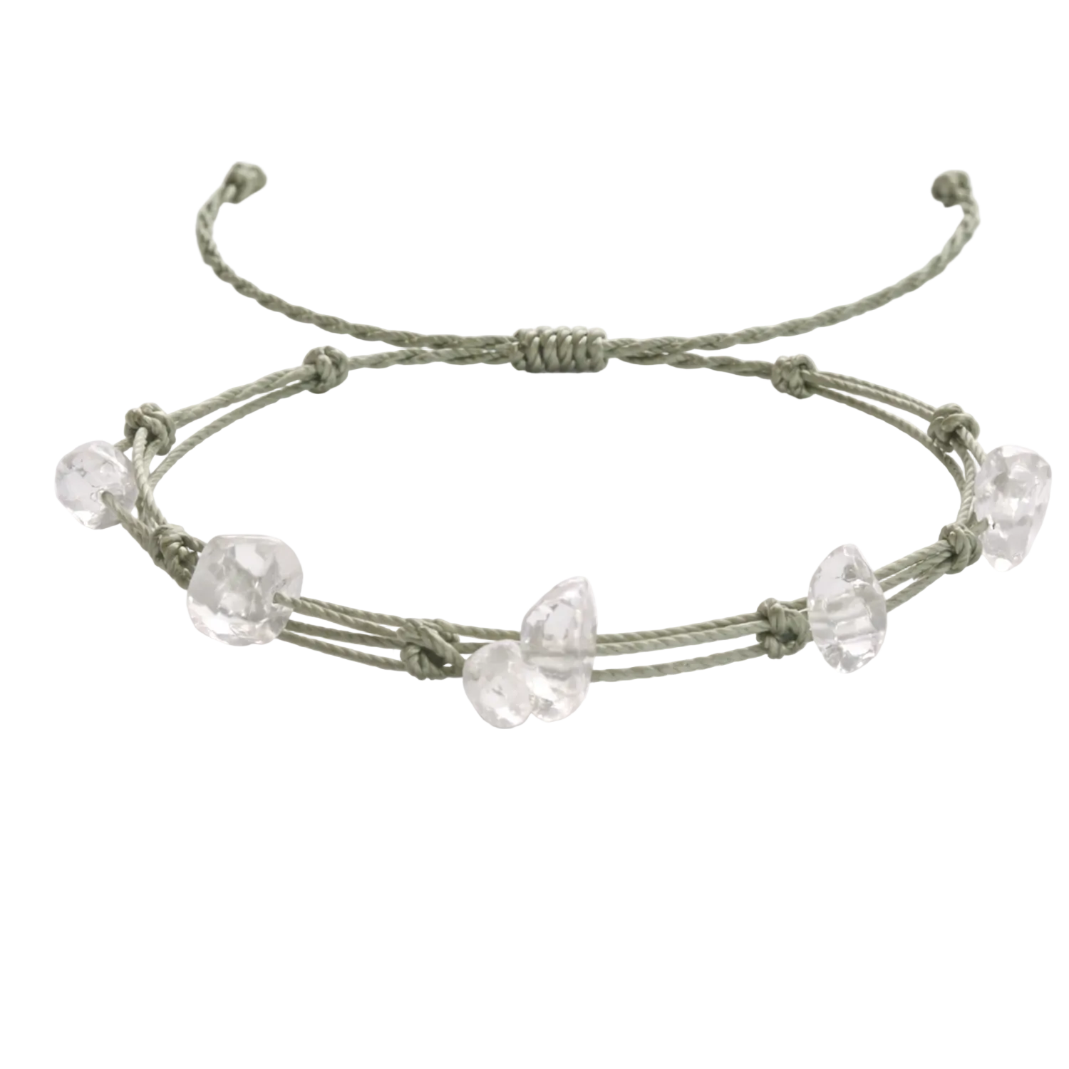 Pulsera Hilo encerado con Cuarzo Blanco - Piedra bruto Irregular cotigo