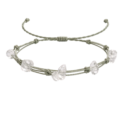 Pulsera Hilo encerado con Cuarzo Blanco - Piedra bruto Irregular