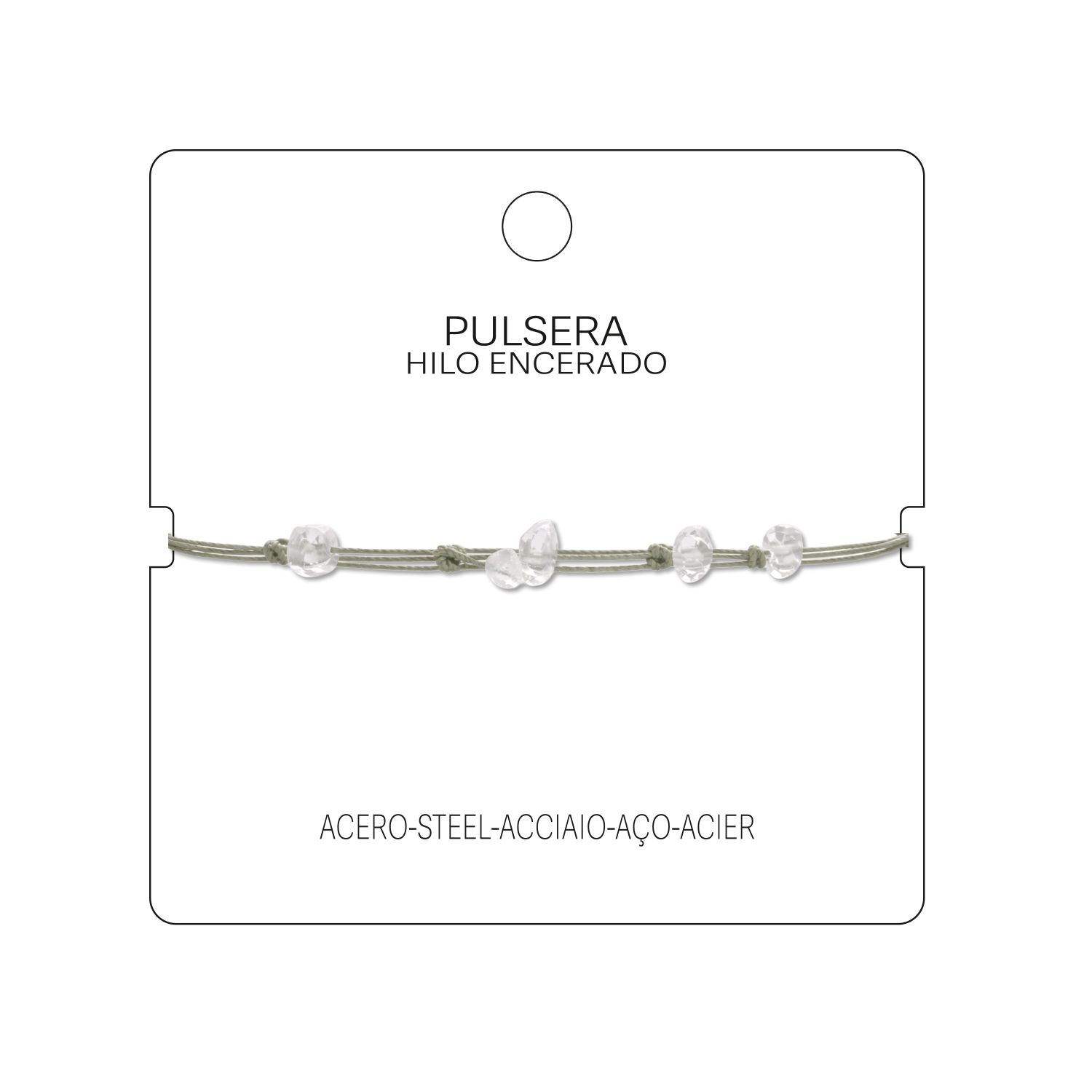 Pulsera Hilo encerado con Cuarzo Blanco - Piedra bruto Irregular cotigo