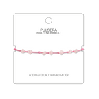 Pulsera Hilo encerado con Cuarzo Rosa - Piedra bruto Irregular cotigo