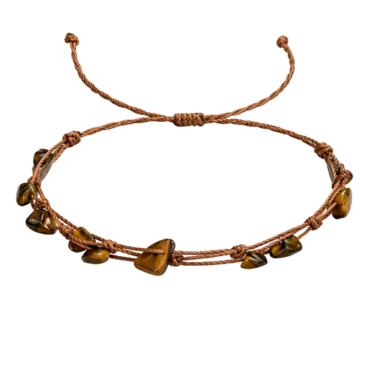 Pulsera Hilo encerado con Ojo de Tigre - Piedra bruto Irregular