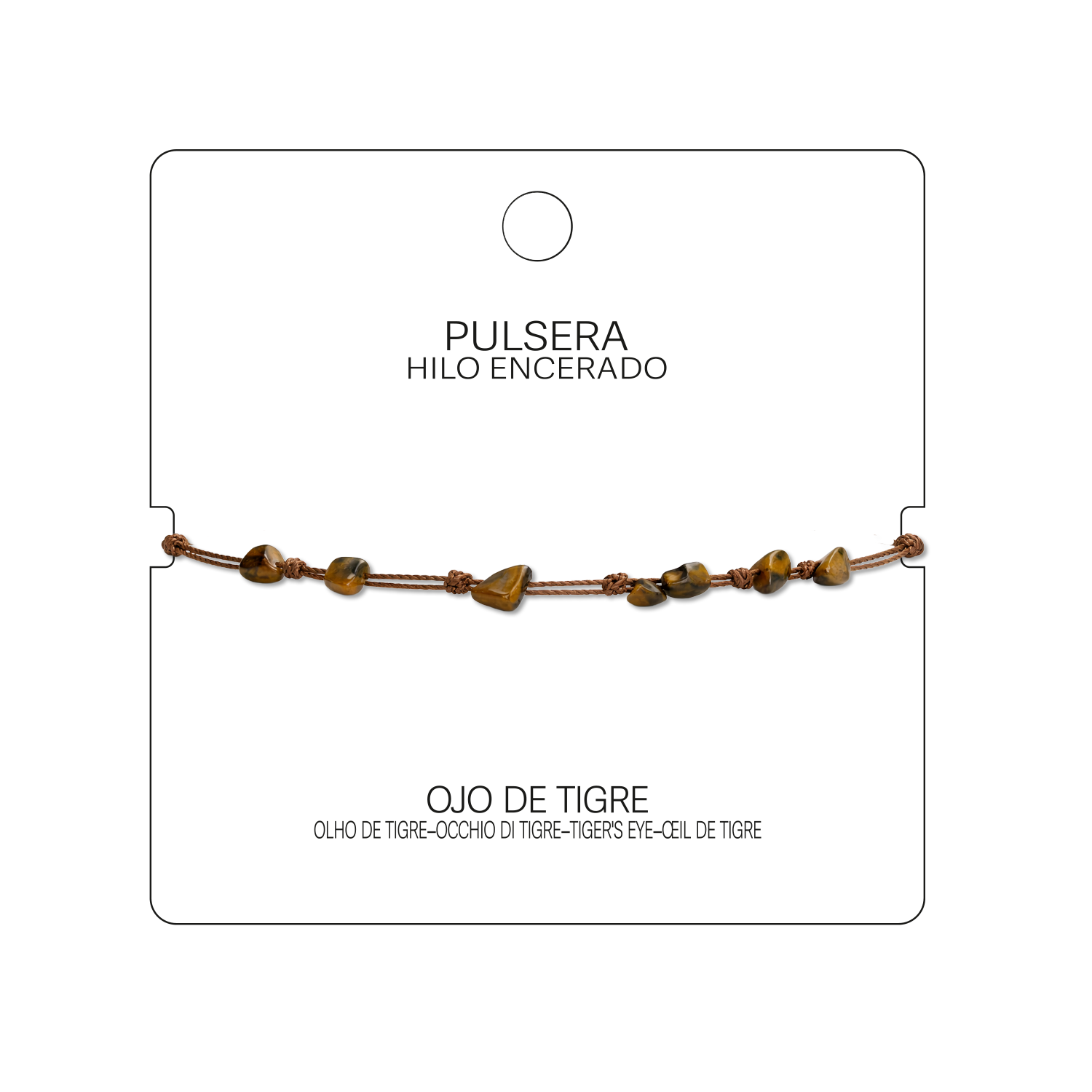 Pulsera Hilo encerado con Ojo de Tigre - Piedra bruto Irregular cotigo