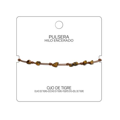 Pulsera Hilo encerado con Ojo de Tigre - Piedra bruto Irregular