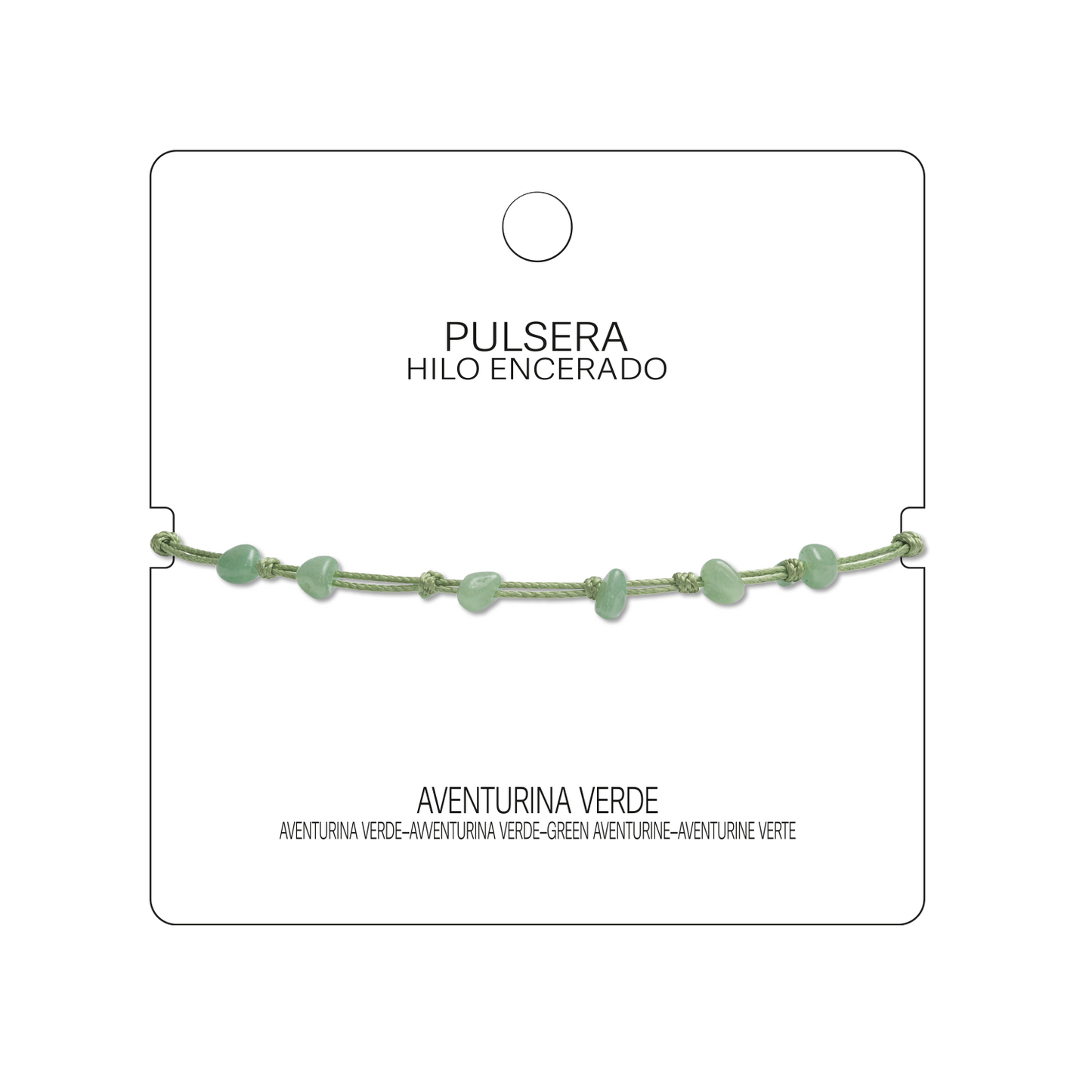 Pulsera Hilo encerado con Aventurina Verde - Piedra bruto Irregular