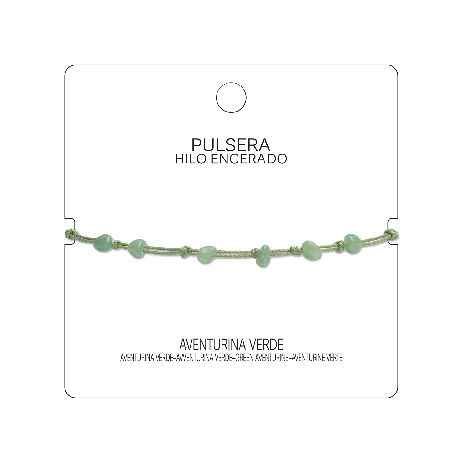 Pulsera Hilo encerado con Aventurina Verde - Piedra bruto Irregular cotigo