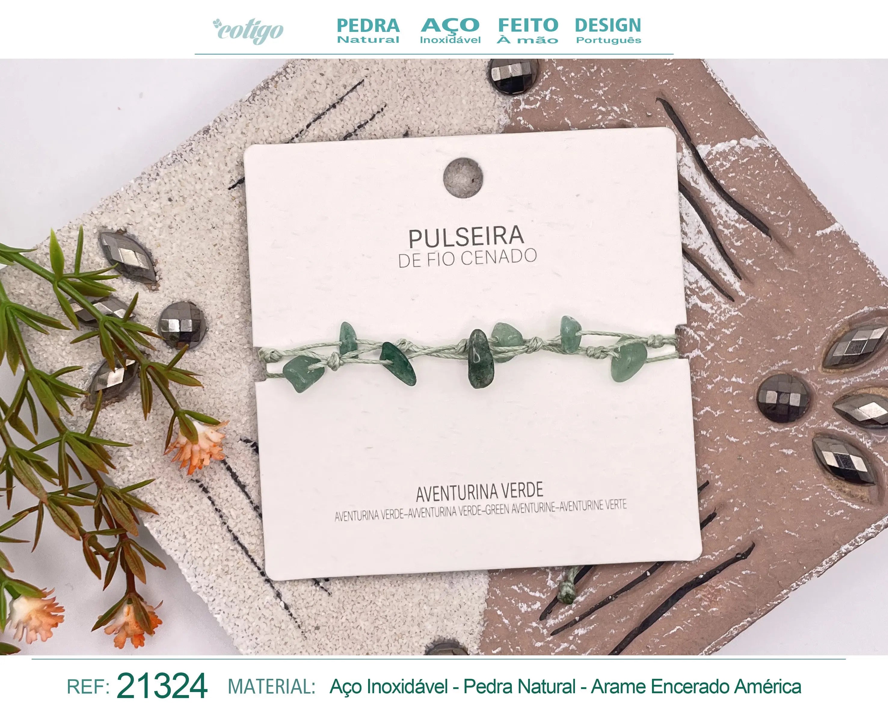 Pulsera Hilo encerado con Aventurina verde - cotigo