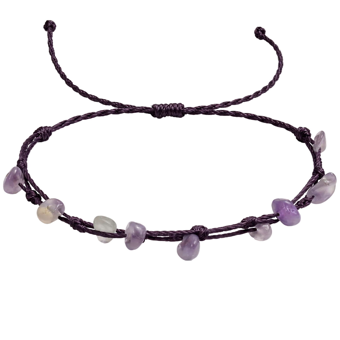 Pulsera Hilo encerado con Amatista - Piedra bruto Irregular