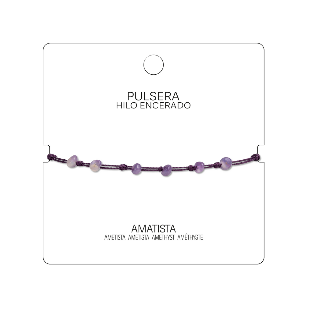 Pulsera Hilo encerado con Amatista - Piedra bruto Irregular cotigo