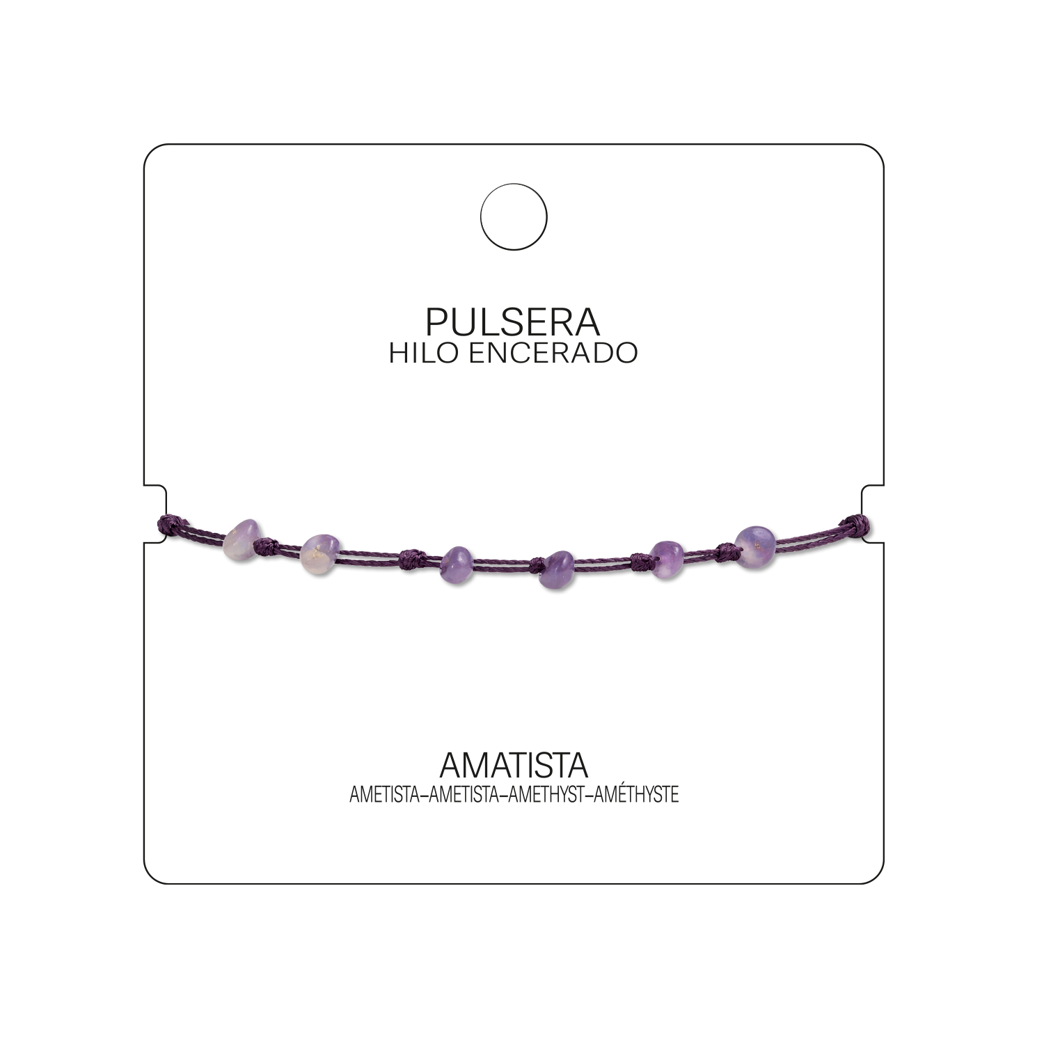 Pulsera Hilo encerado con Amatista - Piedra bruto Irregular cotigo