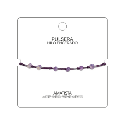 Pulsera Hilo encerado con Amatista - Piedra bruto Irregular