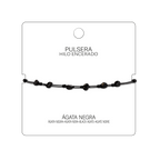 Pulsera Hilo encerado con Agata Negra - Piedra bruto Irregular cotigo