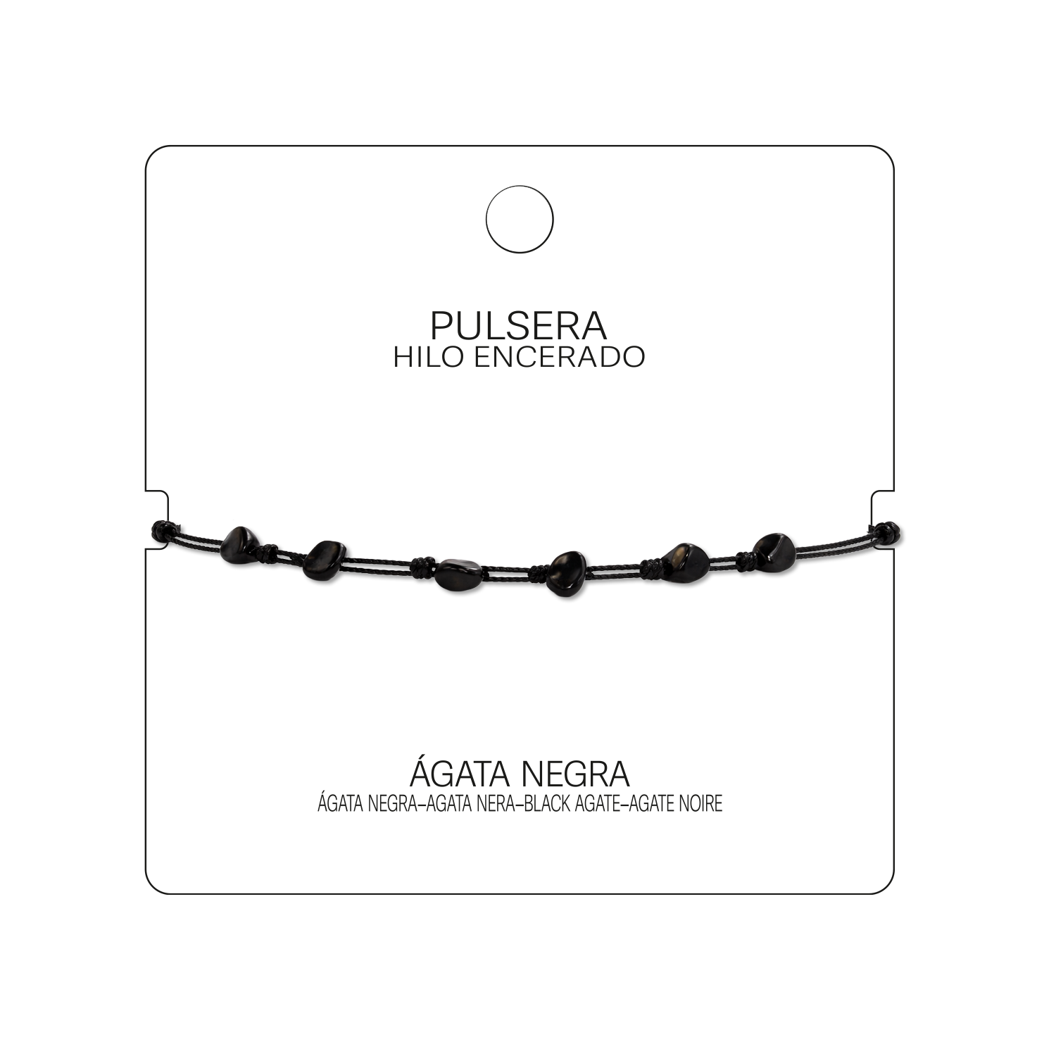 Pulsera Hilo encerado con Agata Negra - Piedra bruto Irregular cotigo