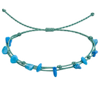 Pulsera Hilo encerado con Turquesa - Piedra bruto Irregular cotigo