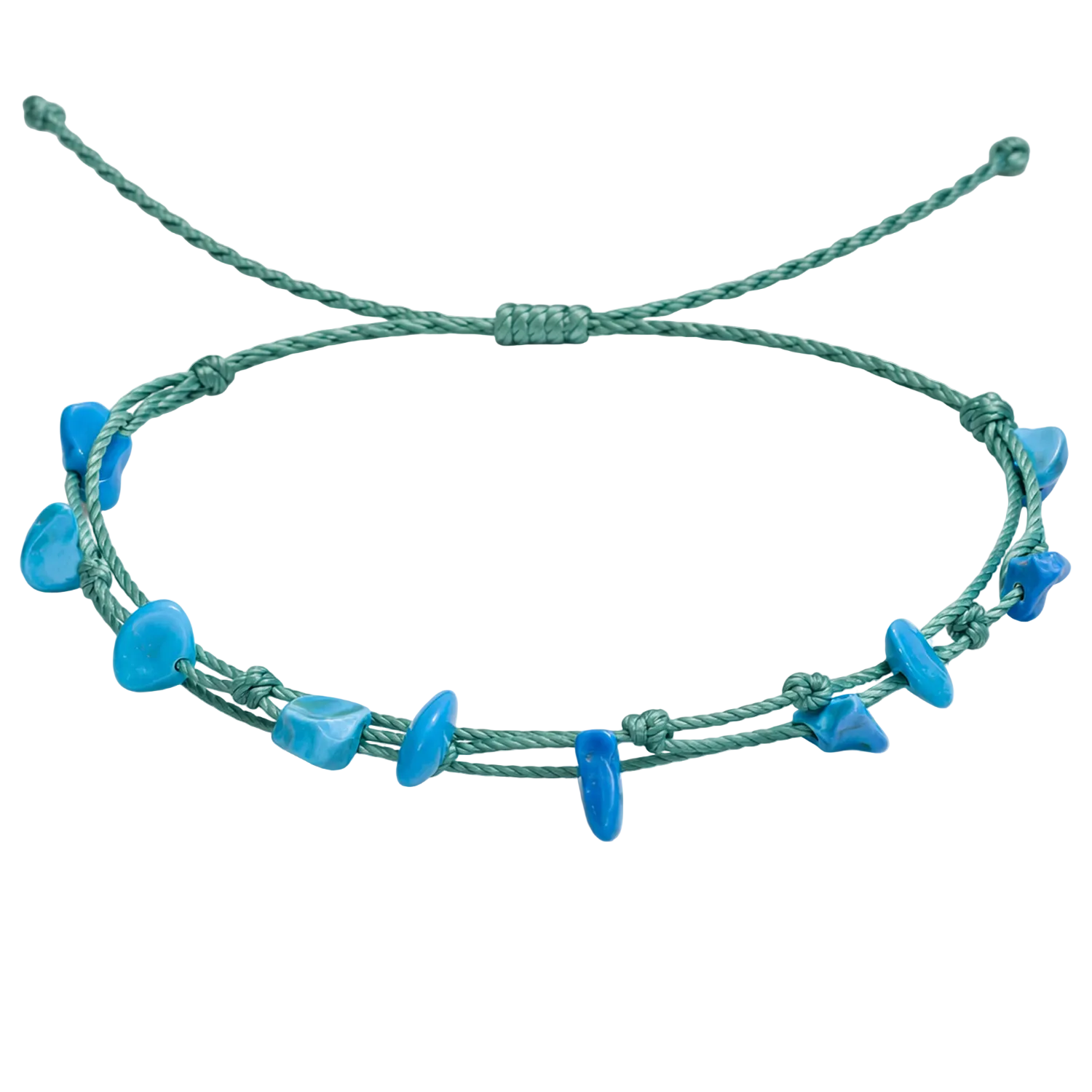 Pulsera Hilo encerado con Turquesa - Piedra bruto Irregular cotigo