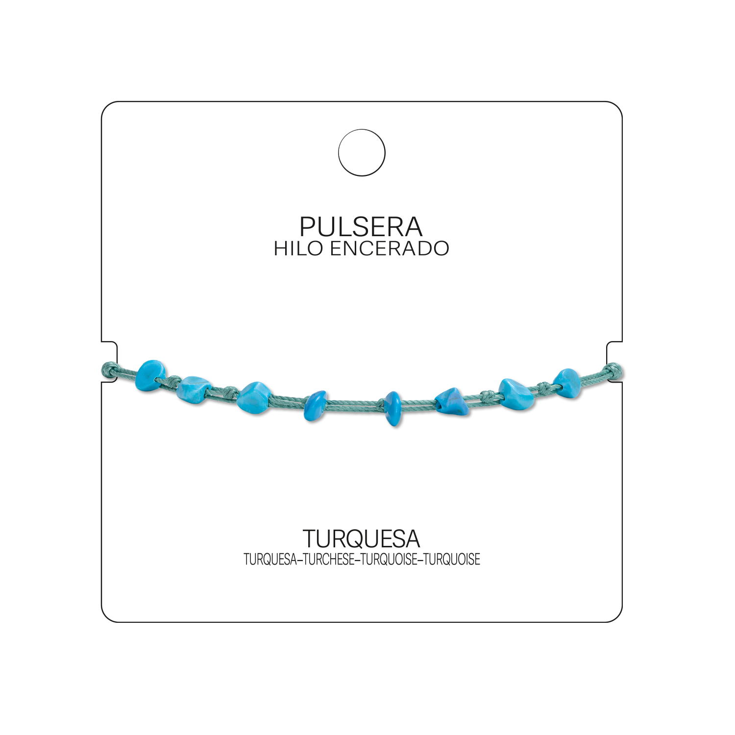 Pulsera Hilo encerado con Turquesa - Piedra bruto Irregular cotigo