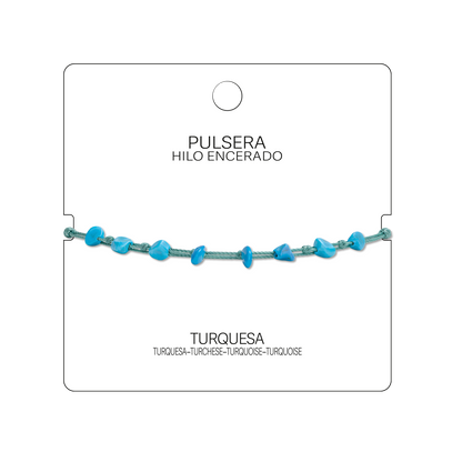 Pulsera Hilo encerado con Turquesa - Piedra bruto Irregular