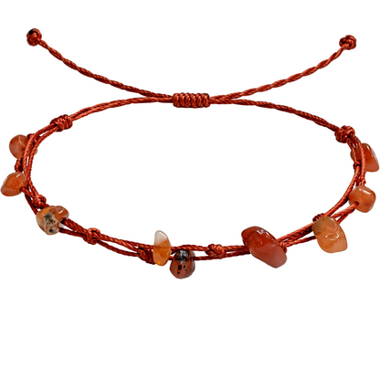 Pulsera Hilo encerado con Carneola - Piedra bruto Irregular