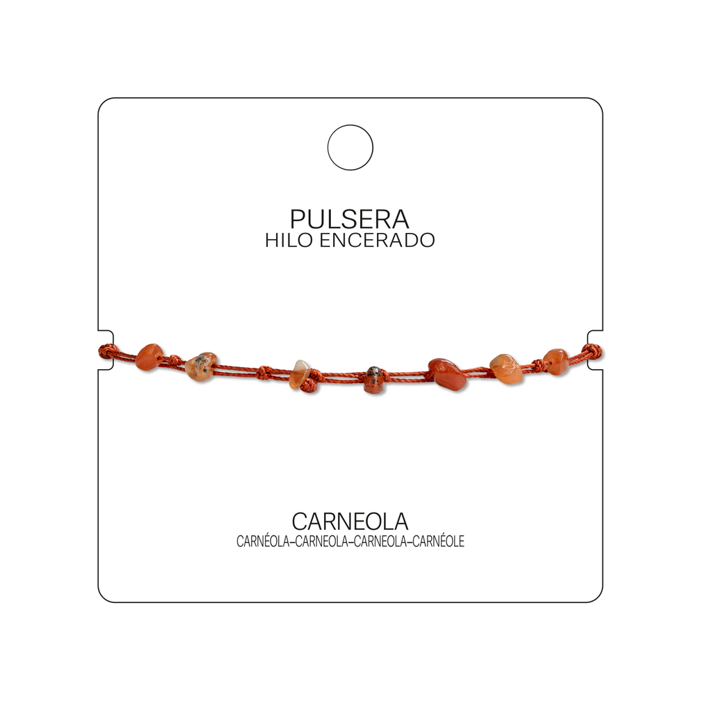 Pulsera Hilo encerado con Carneola - Piedra bruto Irregular cotigo