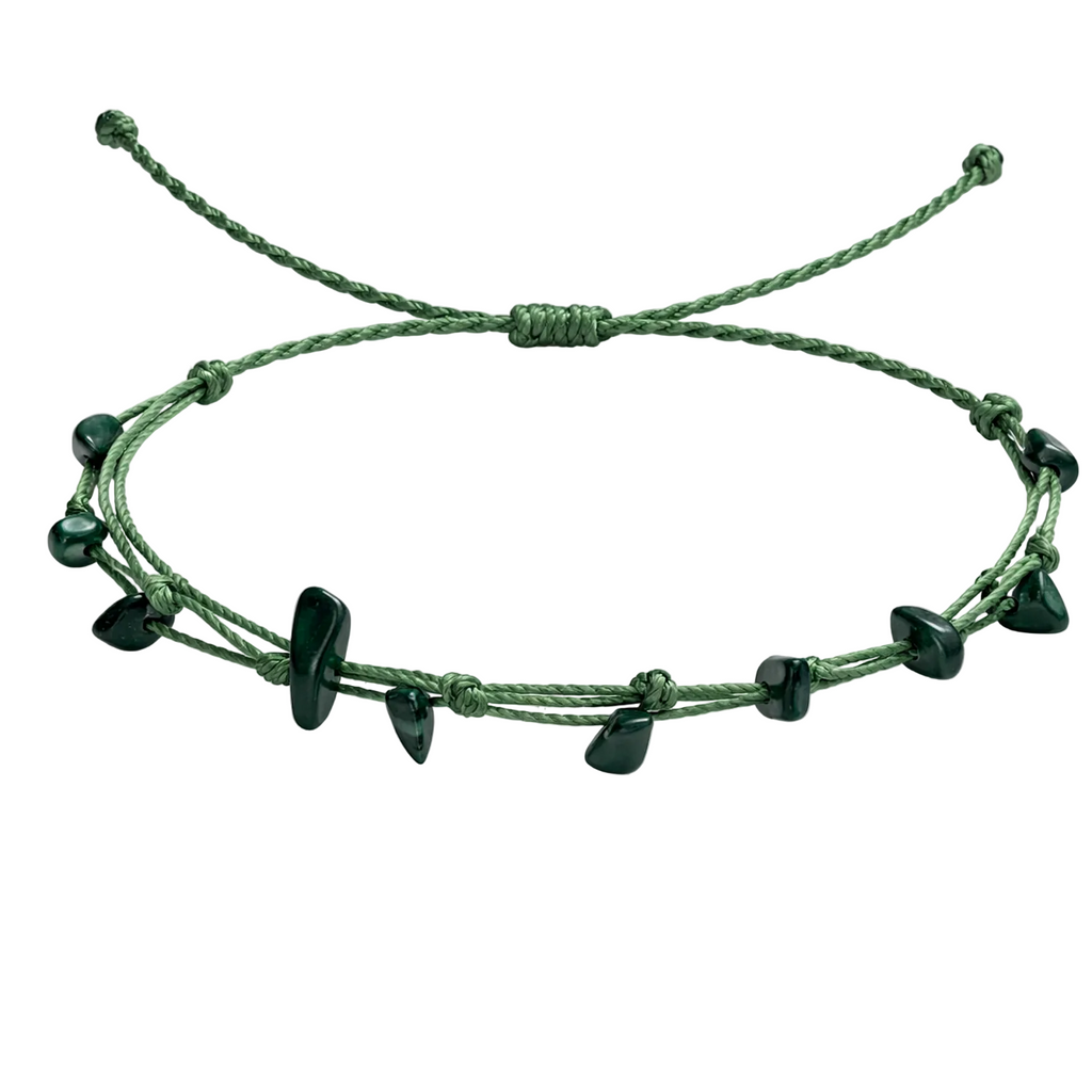 Pulsera Hilo encerado con Malaquita - Piedra bruto Irregular cotigo
