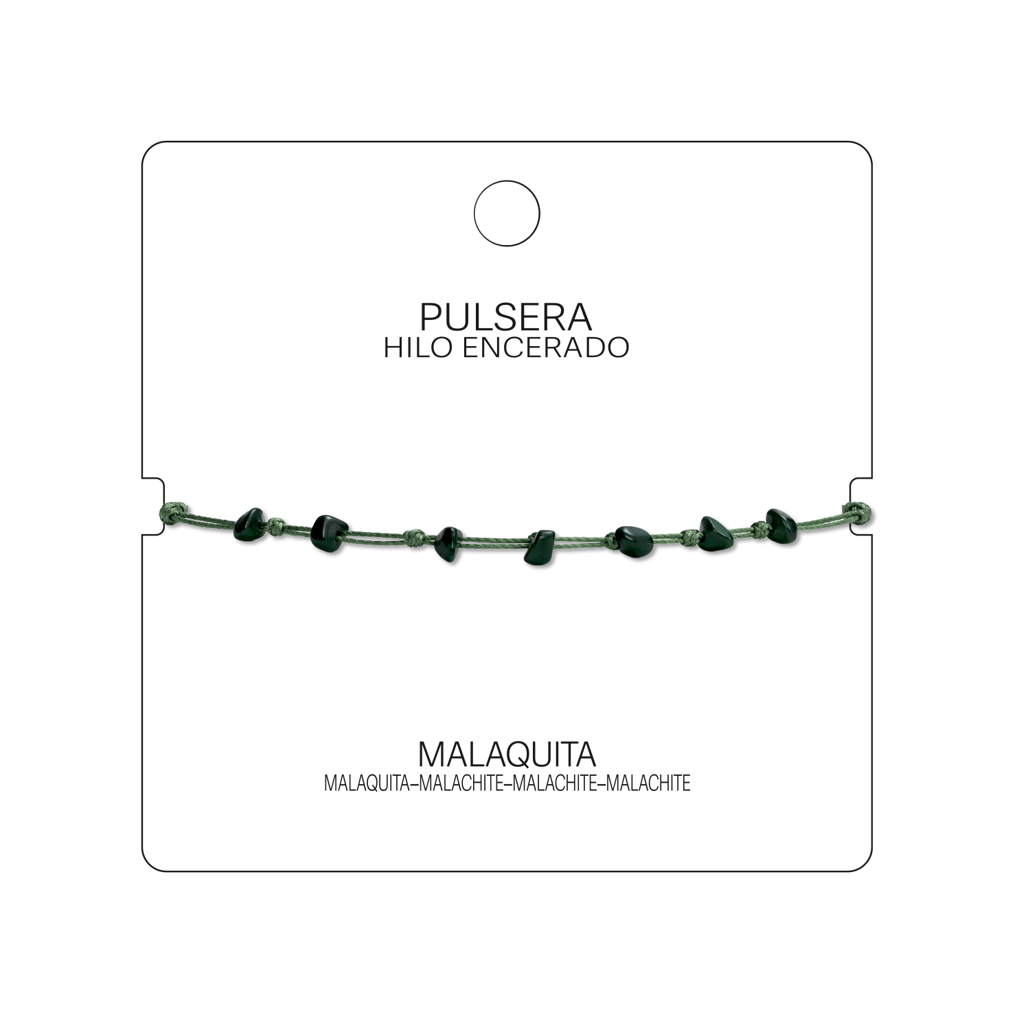 Pulsera Hilo encerado con Malaquita - Piedra bruto Irregular cotigo