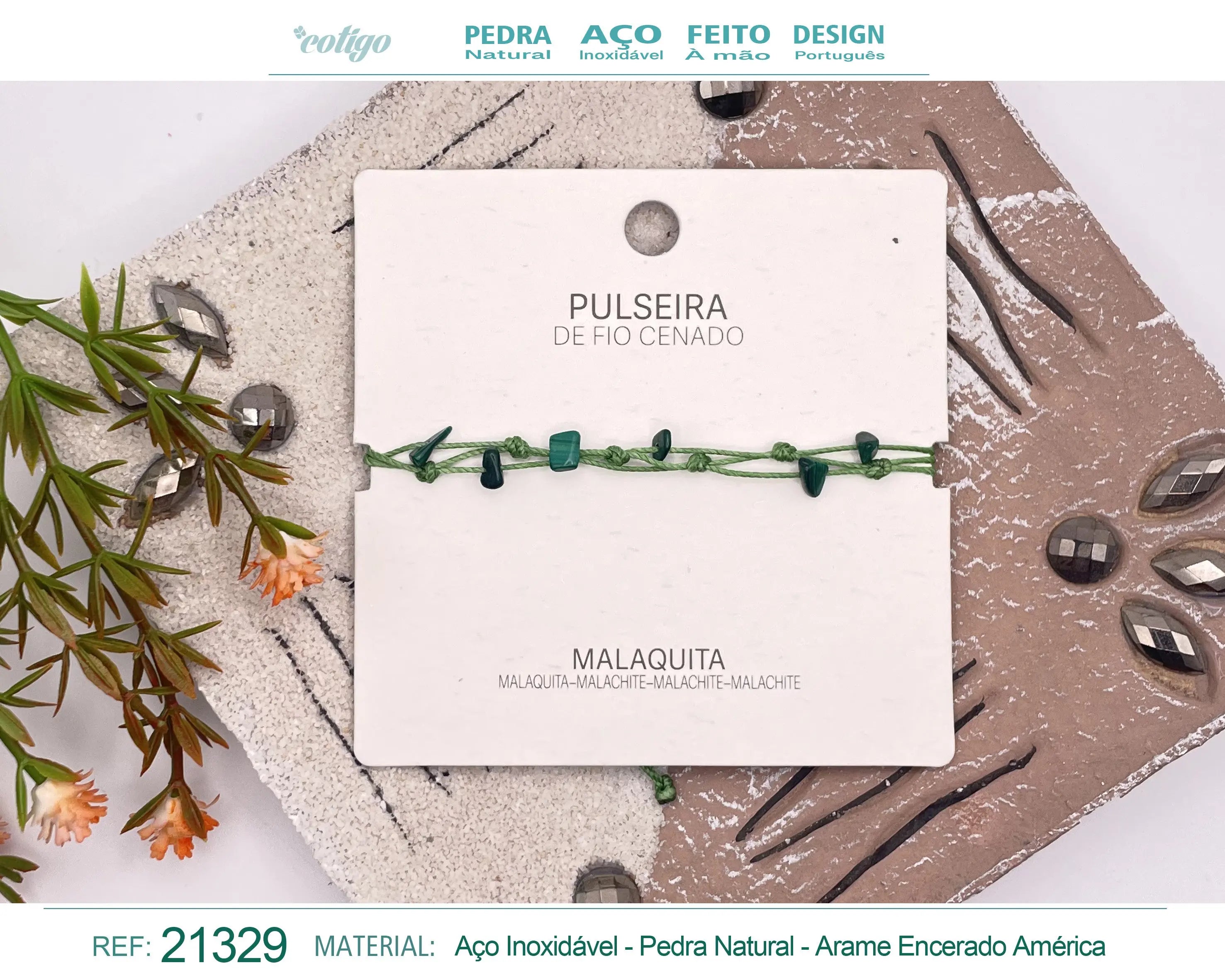 Pulsera Hilo encerado con Malaquita - cotigo