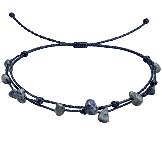 Pulsera Hilo encerado con Lapislázuli - Piedra bruto Irregular