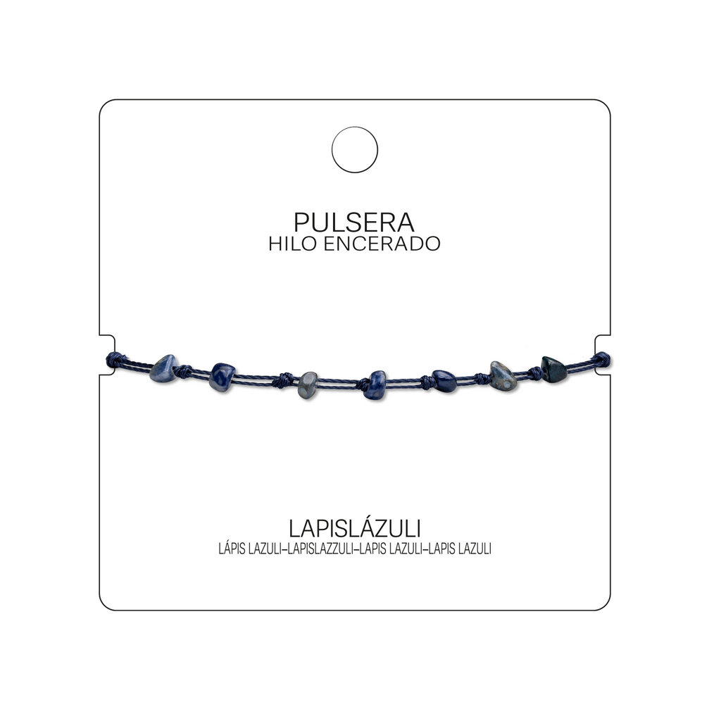 Pulsera Hilo encerado con Lapislázuli - Piedra bruto Irregular cotigo