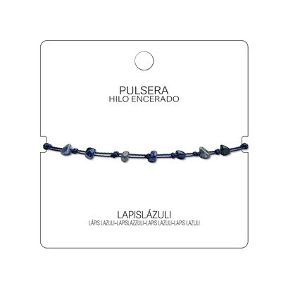 Pulsera Hilo encerado con Lapislázuli - Piedra bruto Irregular