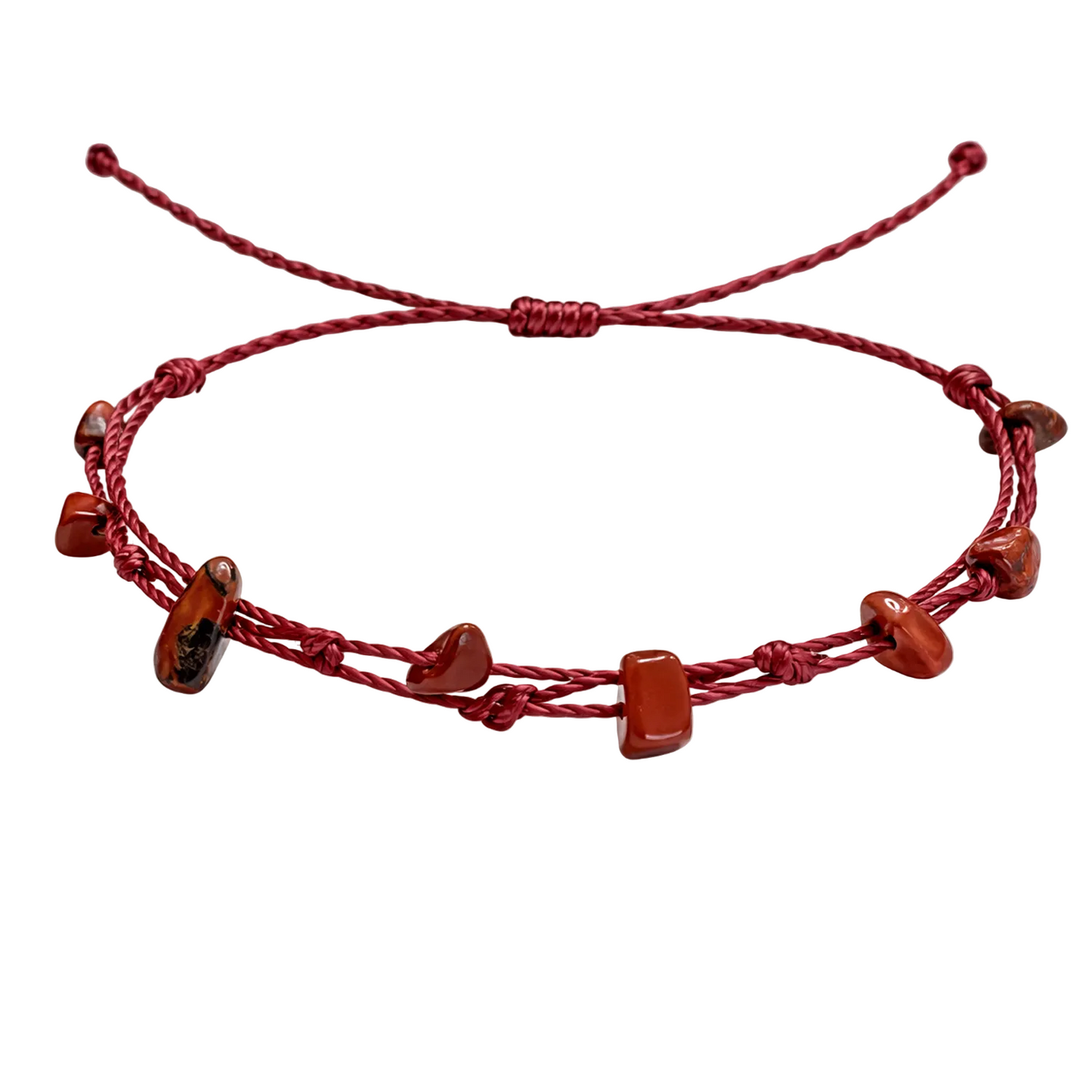 Pulsera Hilo encerado con Jaspe Rojo - Piedra bruto Irregular