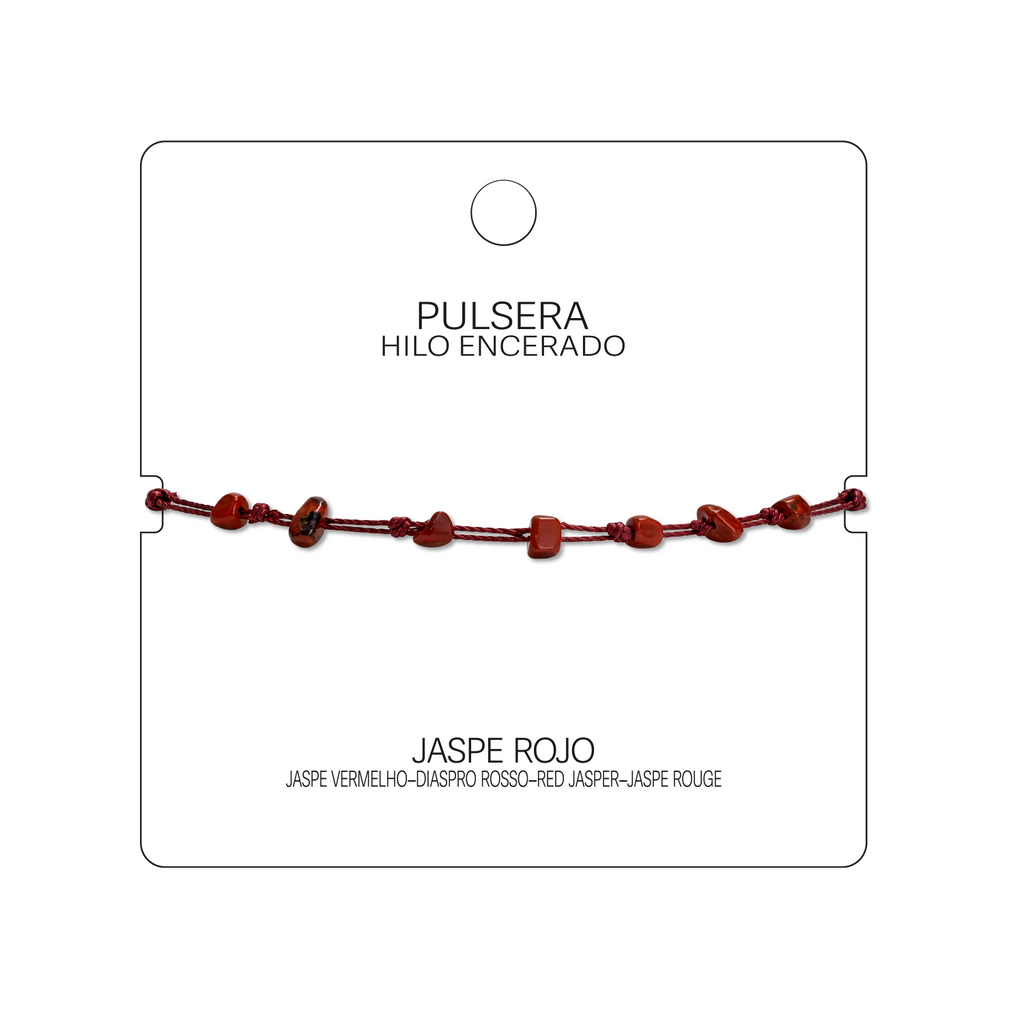 Pulsera Hilo encerado con Jaspe Rojo - Piedra bruto Irregular cotigo