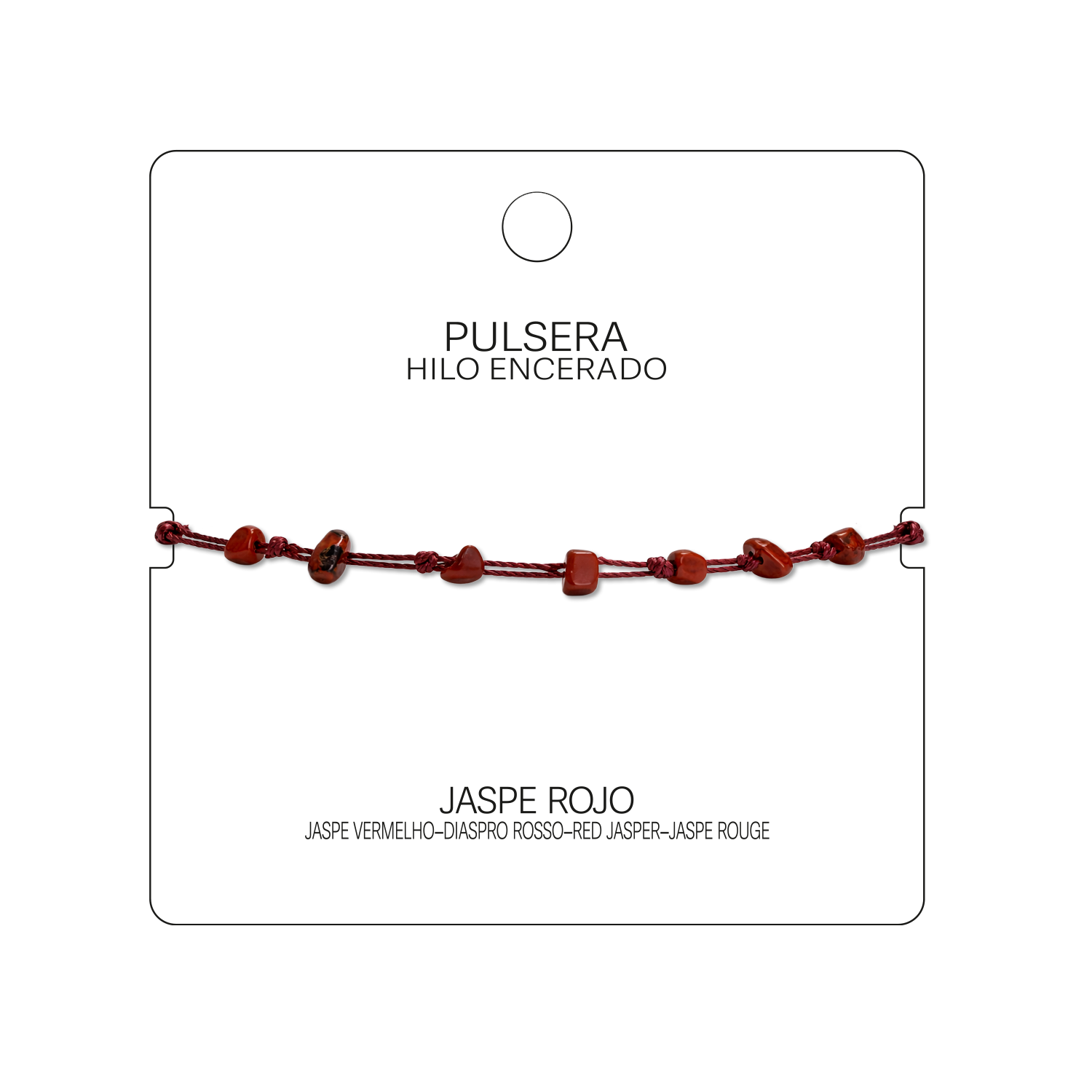 Pulsera Hilo encerado con Jaspe Rojo - Piedra bruto Irregular cotigo