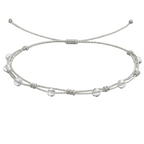 Pulsera Hilo encerado con Cuarzo Blanco - Bolitas minerales cotigo