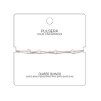 Pulsera Hilo encerado con Cuarzo Blanco - Bolitas minerales cotigo