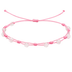 Pulsera Hilo encerado con Cuarzo Rosa - Bolitas minerales cotigo