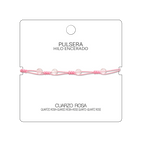Pulsera Hilo encerado con Cuarzo Rosa - Bolitas minerales cotigo
