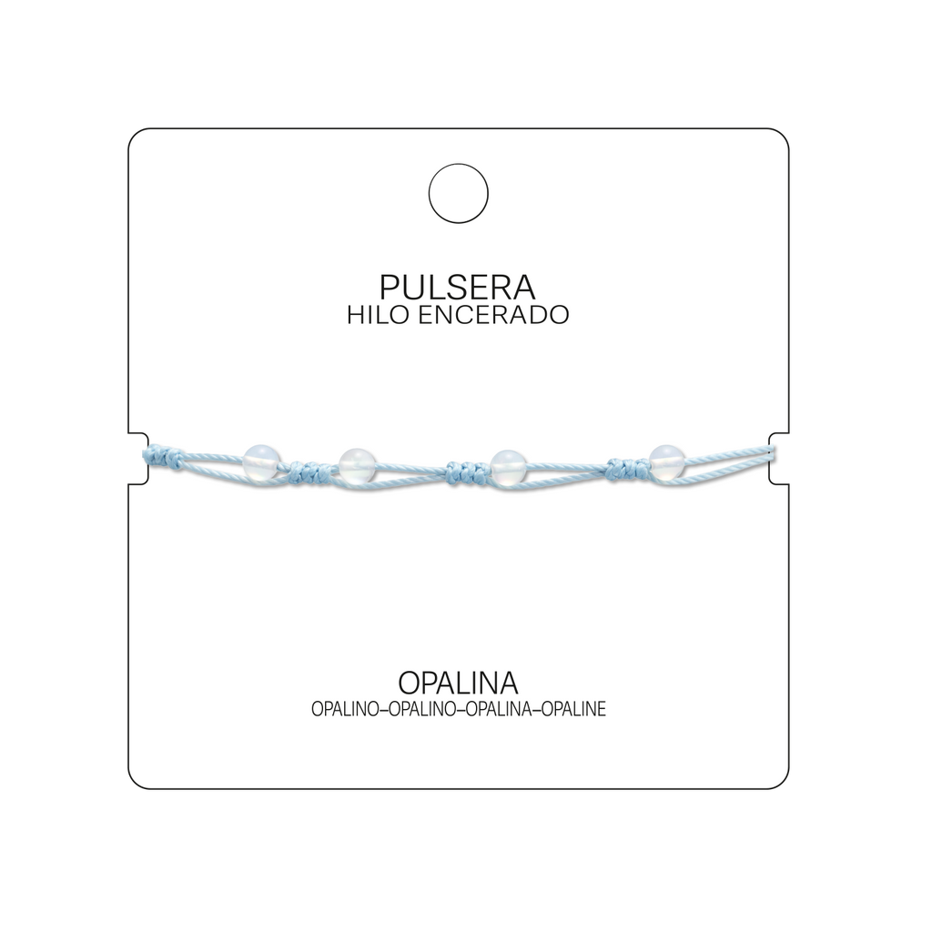 Pulsera Hilo encerado con Opalina - Bolitas minerales cotigo