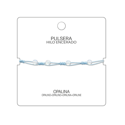 Pulsera Hilo encerado con Opalina - Bolitas minerales