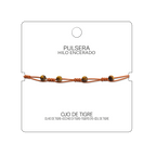 Pulsera Hilo encerado con Ojo de Tigre - Bolitas minerales cotigo