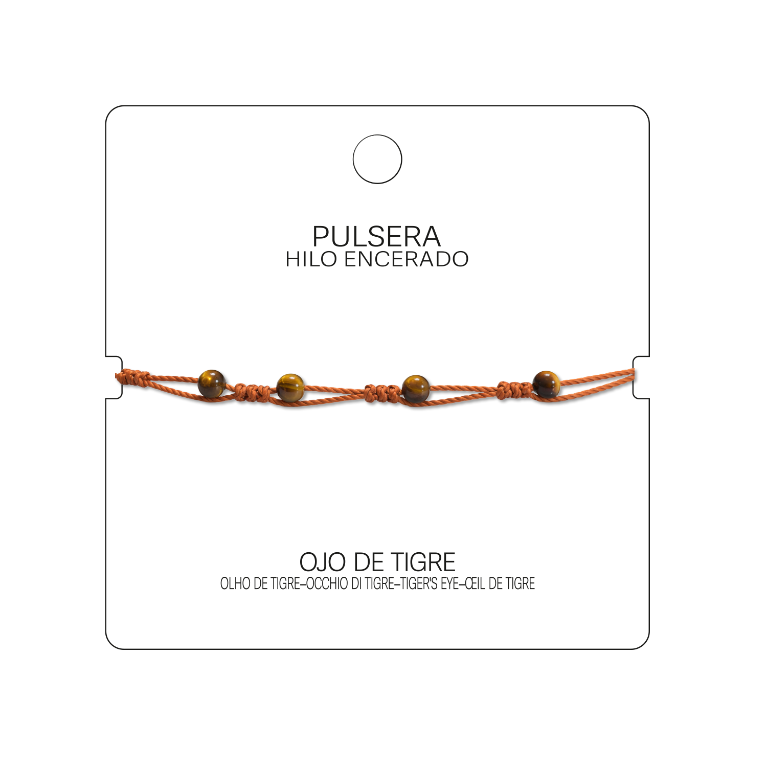 Pulsera Hilo encerado con Ojo de Tigre - Bolitas minerales cotigo