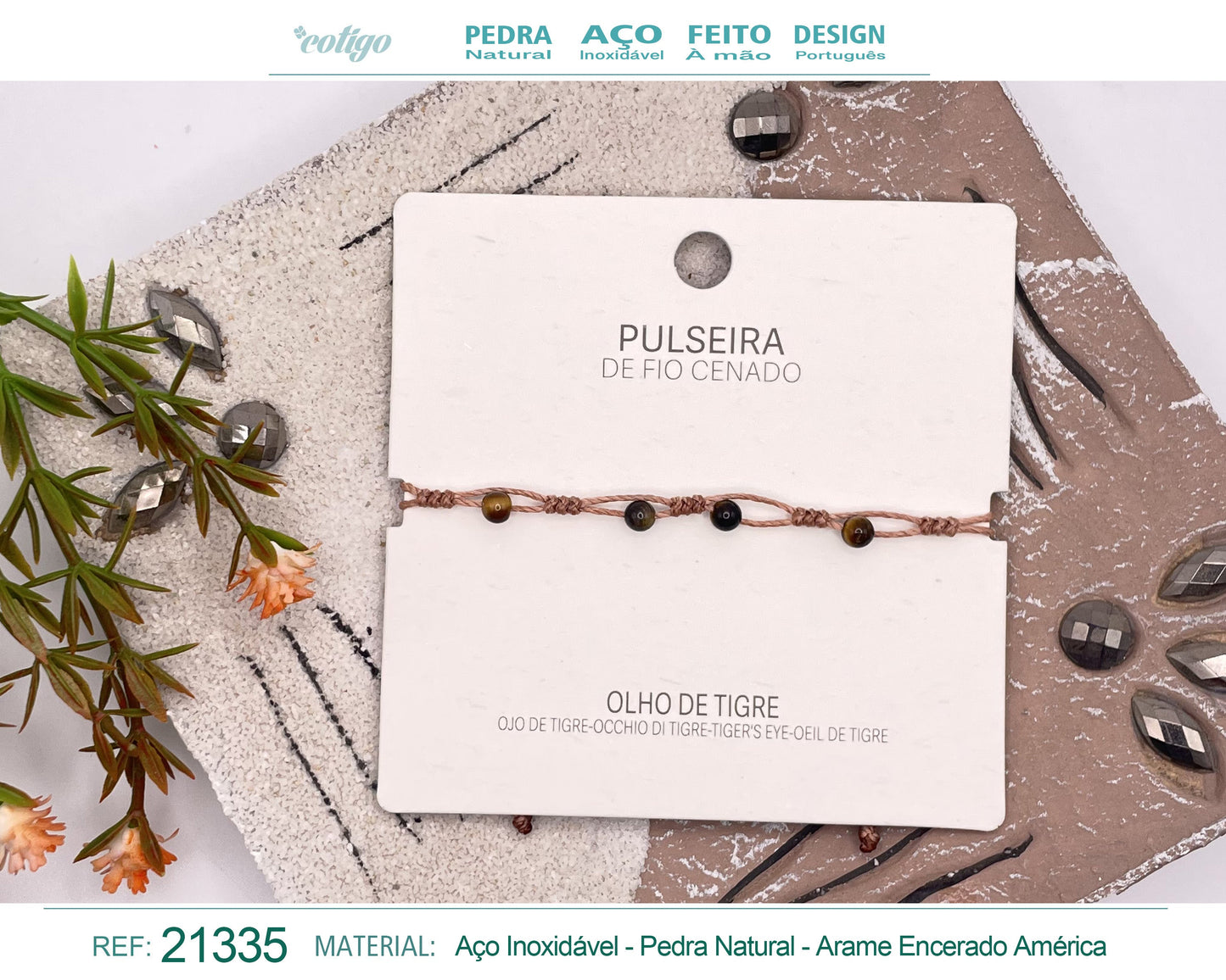 Pulsera Hilo encerado con Ojo de tigre